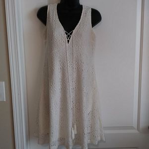 Lace dress with silky base lining